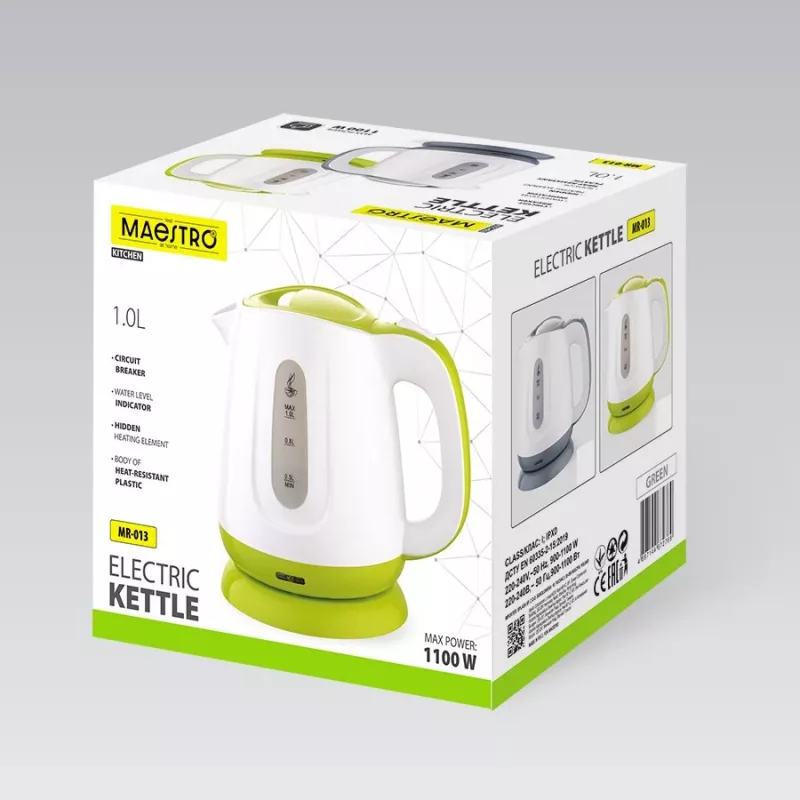Electric kettle MAESTRO MR013 1 L 1100 W (MR-013-GREEN) Green, White