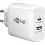 USB-C Dual-Fast Charger, PD, GaN, 65 Watt (White, 1x USB-C, 1x USB-A, Power Delivery)