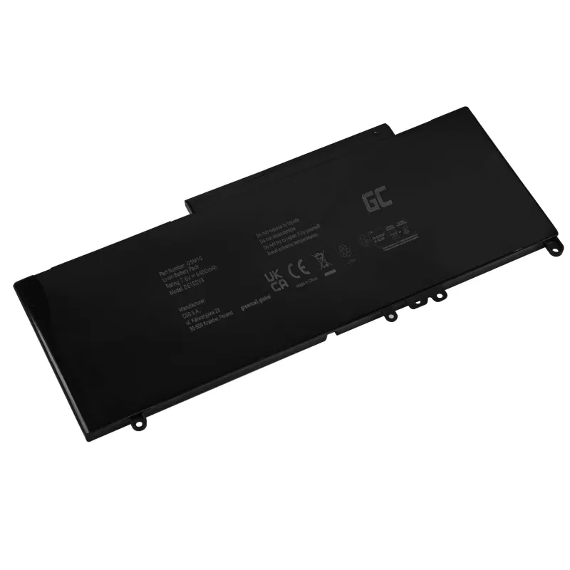 Battery Green Cell DE102V3 for DELL Latitude E5250 E5450 E5550, 7.6V 6200mAh LiPo, black