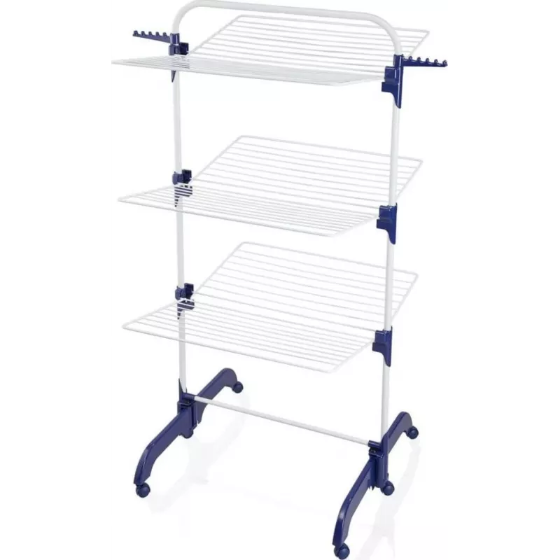 Clothes horse Leifheit Pegasus 1081529, foldable metal/plastic dryer, drying space 42 m, wheels, hanger brackets, 76.5×700×1450 mm