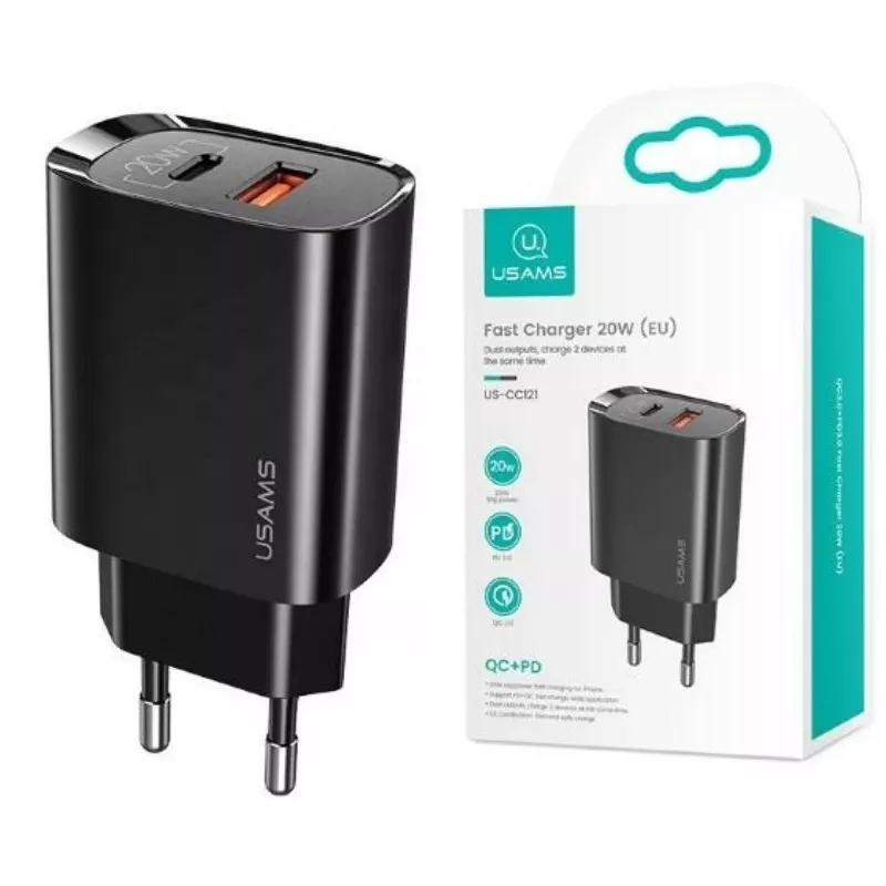 Charger usams T35 20W PD3 USB-C to USB fast charging adapter