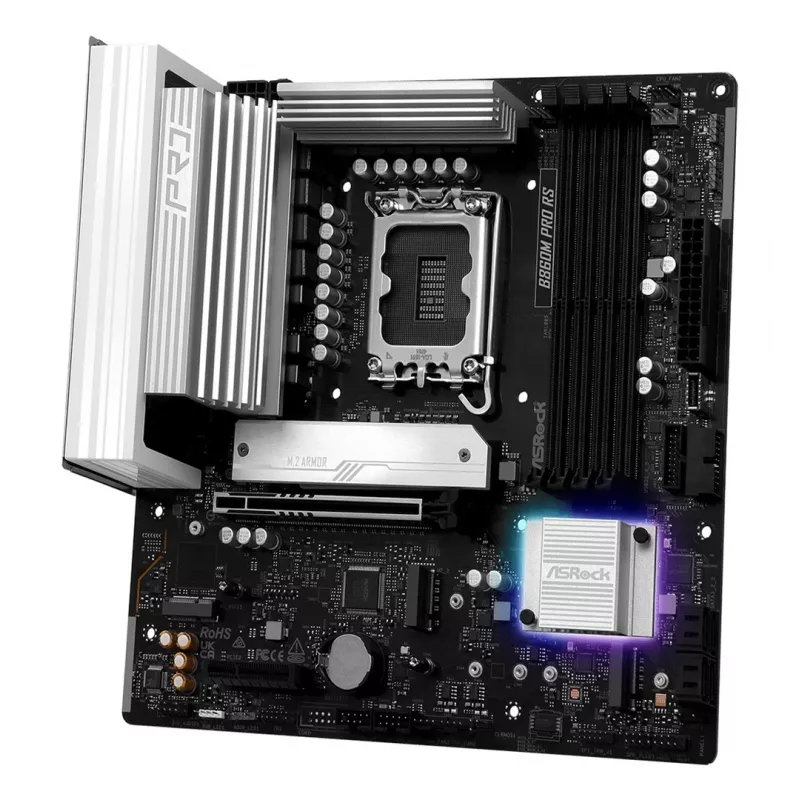 Motherboard ASROCK B860M Pro RS — Intel B860, LGA 1851, micro ATX, DDR5, 4× DIMM, 2.5Gb LAN, 1×PCIe5 x16