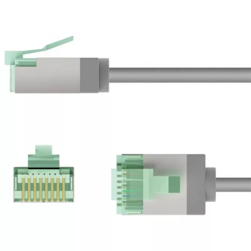 Goobay Ultra-Flexible CAT 8.1 Patch Cable slim U/FTP Grey - extra-short plug 99.9% (74345)