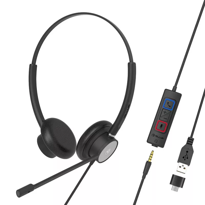 Headset Tellur Voice 420 Wired Headset Binaural Black TLL411006