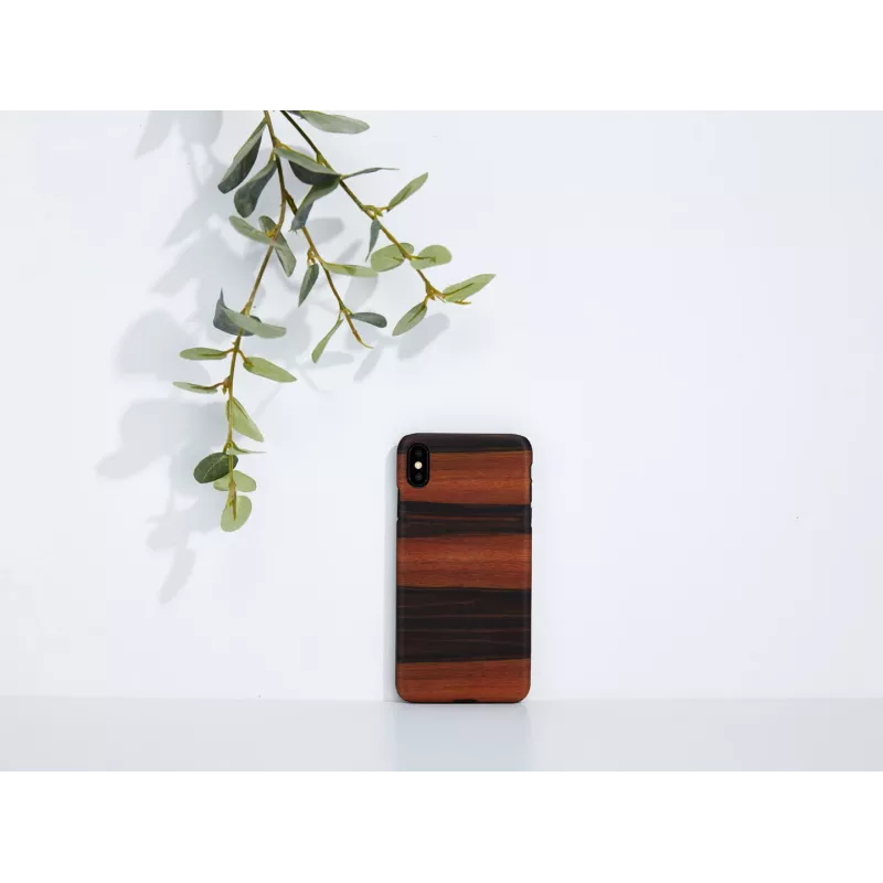 Smartphone case man and wood for iPhone XS Max — ebony black, protective hard back cover