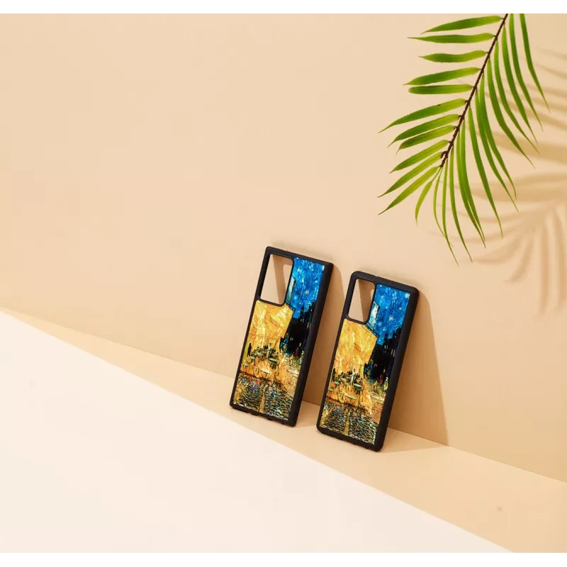 Phone case iKins for Samsung Galaxy Note 20 Ultra — black cafe terrace design