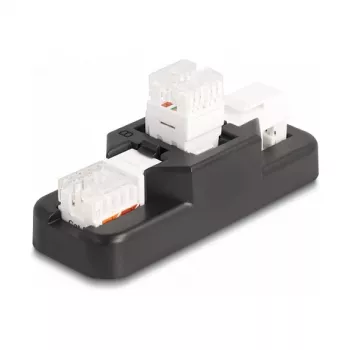 DeLOCK Keystone LSA Set RJ45 RJ11 Cat.6 black clip-on holder