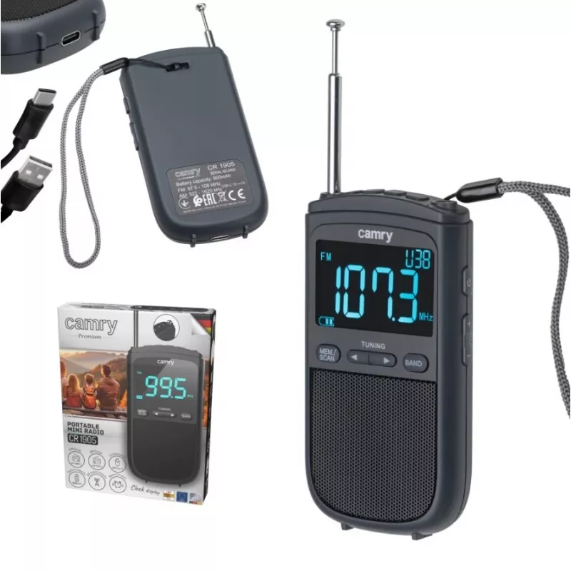 Camry | Portable mini radio | CR 1905 | Alarm function | Black