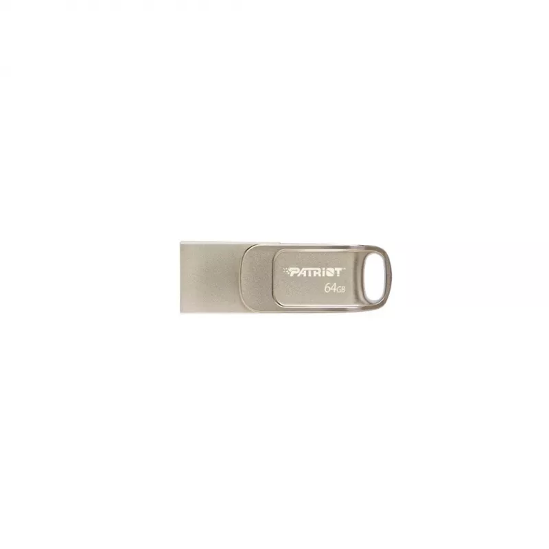 USB Flash Drive PATRIOT PS64GT560DS5D 64GB USB 3.2 (USB-A & USB-C), swivel zinc alloy housing, silver