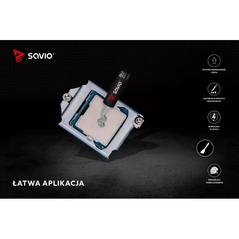 Thermal paste SAVIO TG-03 1 g — 13.5 W/m·K, grey, includes applicator and spatula