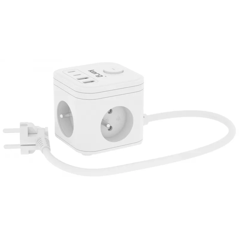 Power strip Kerg SMART 3-socket with 4 USB (USB-A + USB-C), 1.5 m cable, 16A/250V
