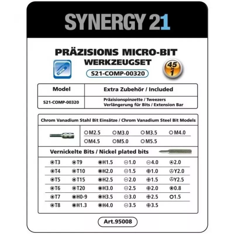 Cordless Electric Screwdriver Synergy21 S21_LiION 3.6V Compact Rechargeable