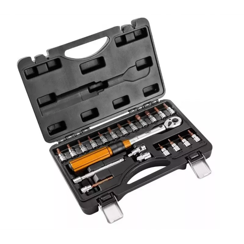 Neo Tools 1/4 bi-directional torque wrench, 5-25NM, set of 21 pcs.