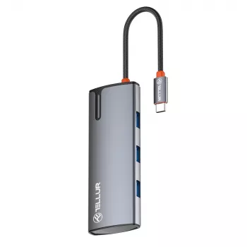 USB-C hub Tellur TLL321061 with PD 3.0 100W, HDMI output and 3× USB 3.0 ports