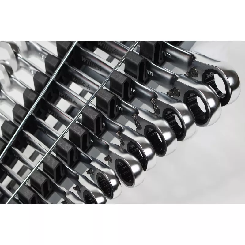 Ring ratchet wrench set Wiha 44661, reversible, 12 pieces, sizes SW 8–19 mm