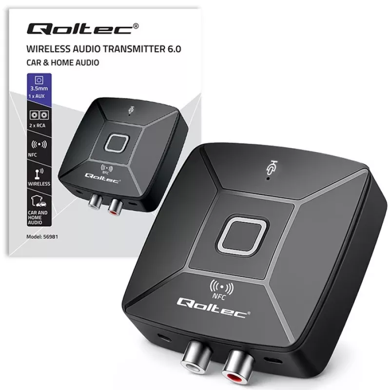 Wireless Audio HiFi transmitter receiver QOLTEC model 56981 — Bluetooth/line-in audio bridge