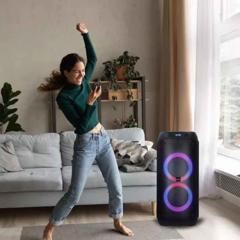 Portable speaker MANTA ATTIS SPK0802 120W, Bluetooth, wired input, rechargeable, FM, LED lights