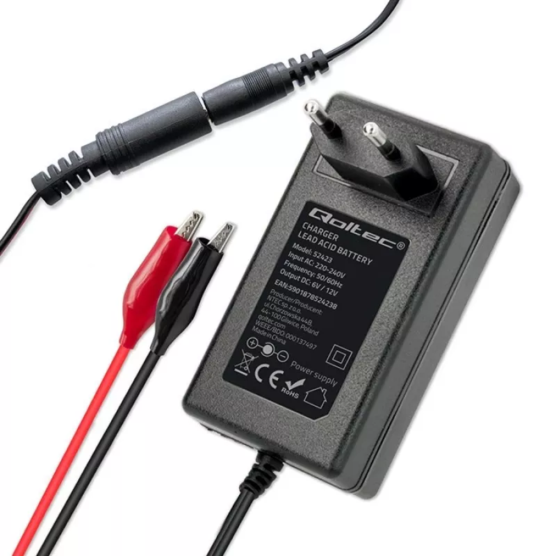 Battery Charger QOLTEC 52423 for AGM/GEL/STD batteries 6V/12V 1.5A
