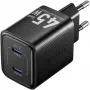 Vention FEFB0-EU 45W Indoor AC Fast Charger 2× USB-C — for Smartphone, Laptop, Tablet, Smartwatch, Headphones (Black)