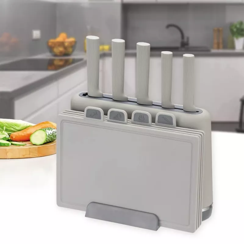 Maestro MR-1412-GREY Knife Set with Block and Cutting Board Set, Grey