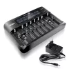 Battery charger everActive UC-800 AC 12V 3A — for LiFePO4/LiPo/NiMH, supports AA/AAA/9V, up to 10 batteries, 12 V input, built-in display, black