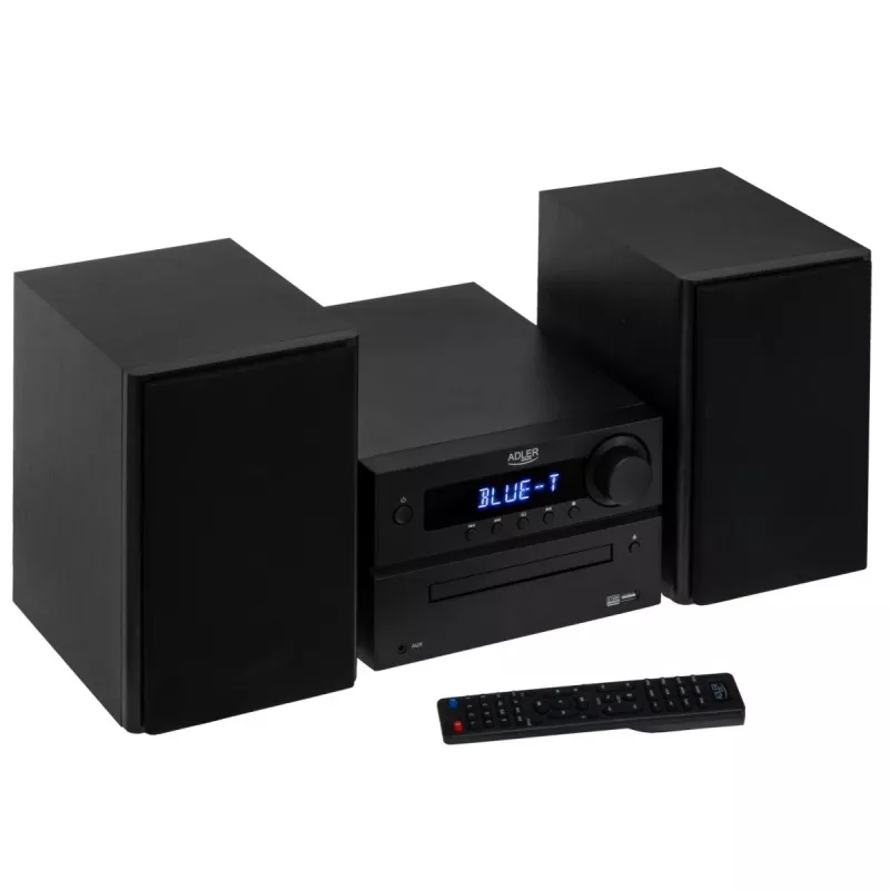 Mini Hi‑Fi Stereo System Adler AD 1917 — Bluetooth V5.3, CD/USB/MP3, 2×25W RMS, FM tuner, 4‑band EQ, AUX, Black