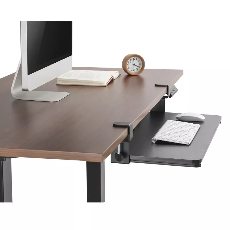 Maclean MC-839 Keyboard Sliding Platform | Under Desk Drawer for Keyboard and Mouse | Clamp on Keyboard Tray | Ergonomic Workstation Solution | P