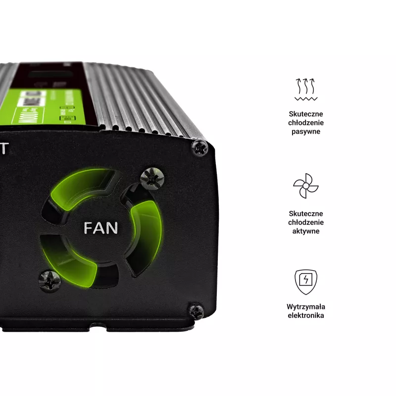 Green Cell Voltage Converter PowerInverter LCD 12 V 500W/1000W Car Inverter with display - pure sine wave power adapter/inverter Auto Black