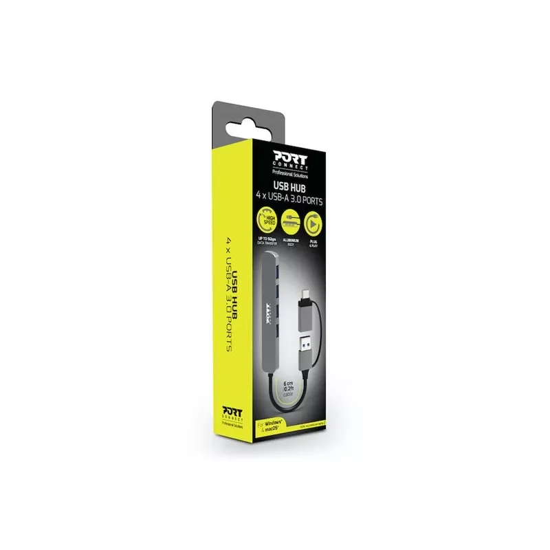 PORT CONNECT | Hub USB-C/USB-A vers 4 ports USB-A 3.0 5Gbps