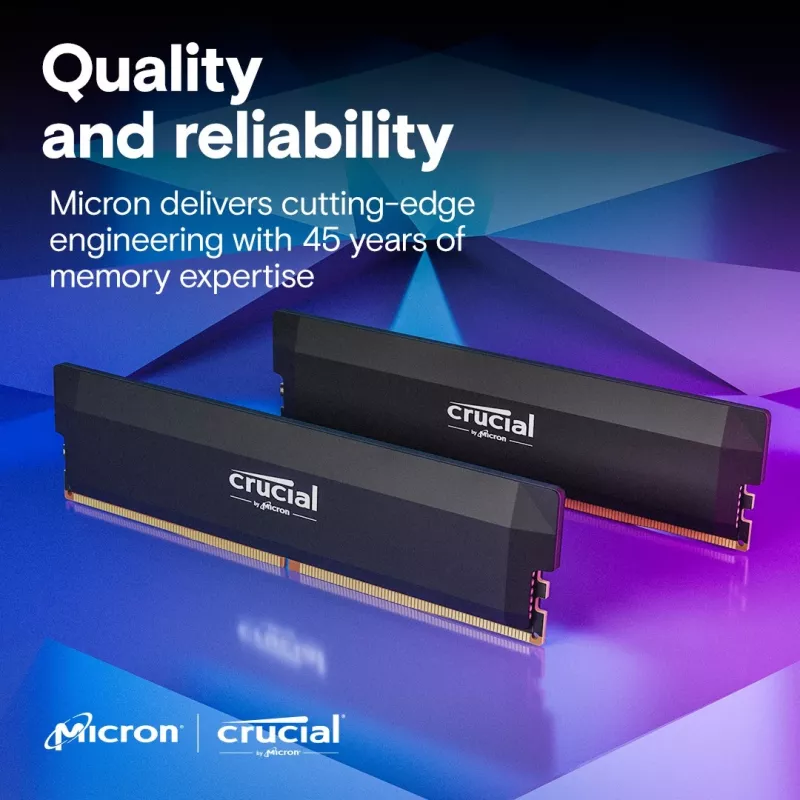 Crucial Pro OC 32GB (2x16GB) DDR5 PC5-48000C38 6400MHz UDIMM Dual Channel Kit