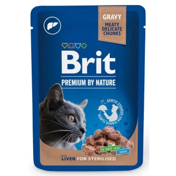 Wet cat food Brit Premium Liver Sterilised pâté 100 g — for sterilised adult cats, 82% moisture, 8.5% protein