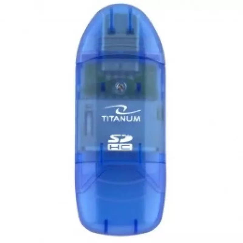 Card reader Titanum TA101B USB 2.0, blue — supports MicroSD, SD/SDHC, MMC, MS formats, 480 Mbit/s