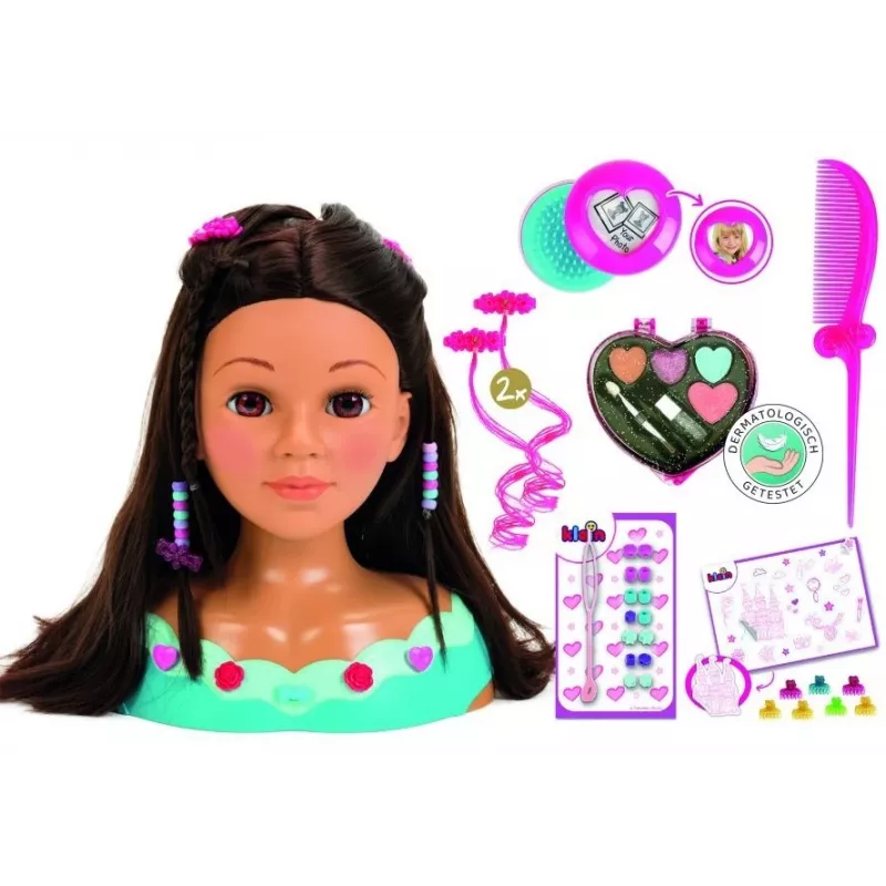 KLEIN Styling Head Klein Mia 5201 with realistic hair and accessories for hairstyling practice