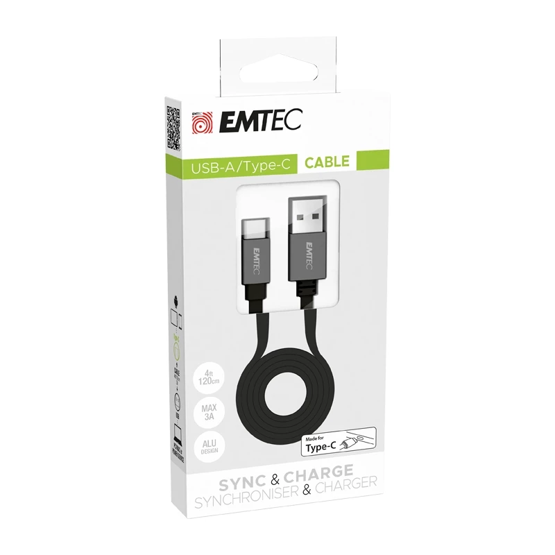 USB cable Emtec T700C 1.2m USB A to USB C Black