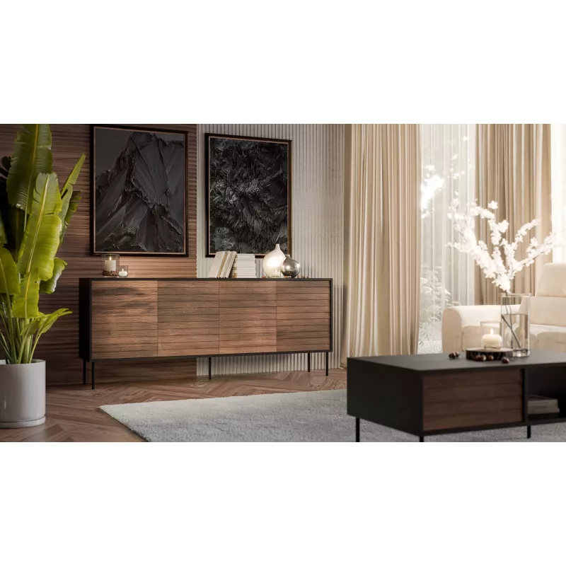 Cama 4D CORTINA chest of drawers 200x40x81 black/walnut