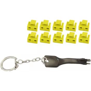 Network RJ45 port blocker ShiverPeaks BS08-01032, yellow, pack of 10 locks with 1 key
