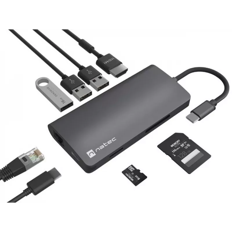 Docking Station NATEC NMP-2162 USB 3.2 Gen 1 Type-C Grey Wired