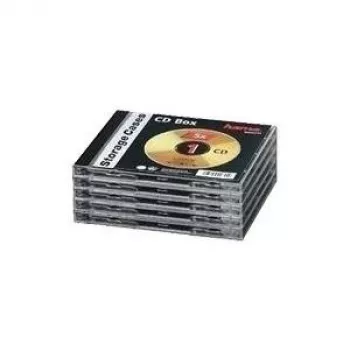 Hama CD Jewel Case Standard, Pack 5 C-shell case 1 discs Black, Transparent