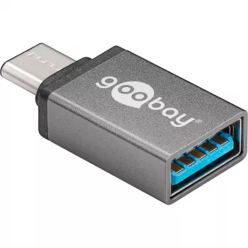 Wentronic Goobay USB-C™ Adapter - USB 3.0 A-Socket, Grey - for connection between USB-C™ and USB-A Devices (56621)