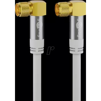 Goobay SAT Antenna Cable (135 dB Type), 4x Shielded, 10 m, White - Gold-Plated, F-Plug 90° > F-Plug 90° (70490)