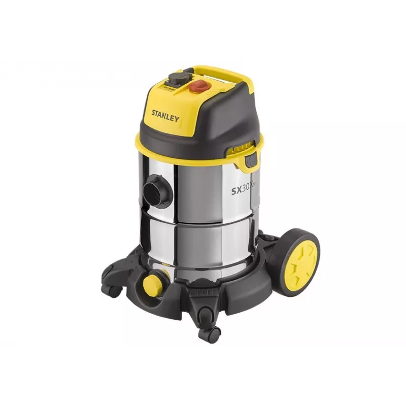 STANLEY SXVC30XTDE Wet & Dry Vacuum Cleaner, 30 L Stainless Steel Tank, 1600 W, 2 m Hose, 2.5 m Cable, Black/Yellow