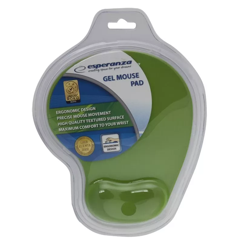 Mouse pad ESPERANZA EA137G gel with wrist rest, monochromatic green, non-slip base