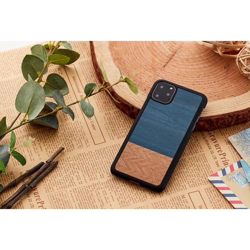 Smartphone case man and wood for iPhone 11 Pro — denim black