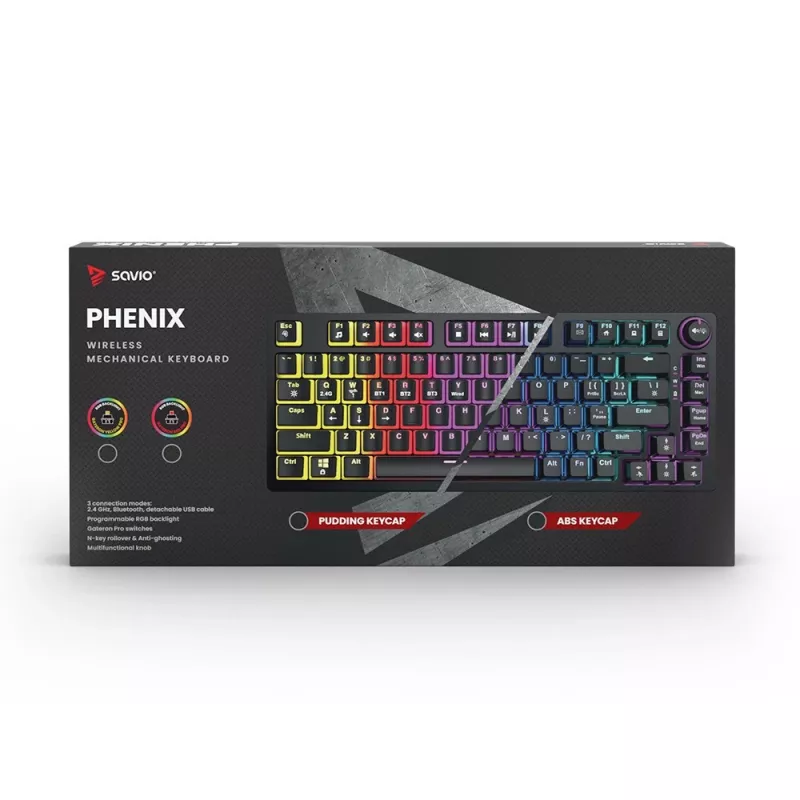 Gaming Keyboard Savio SAVGK-PHENIX RED PUDDING Mechanical RGB Wireless