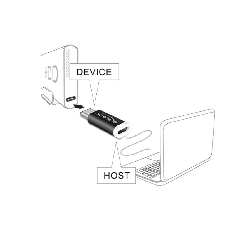 Delock - USB-Adapter - 24 pin USB-C (M) to Micro-USB Type B (W) - USB 3,1 - Black (65678)