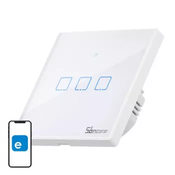 Wall-mounted smart light switch Sonoff T2 EU TX 3-channel Wi‑Fi + RF 433 control