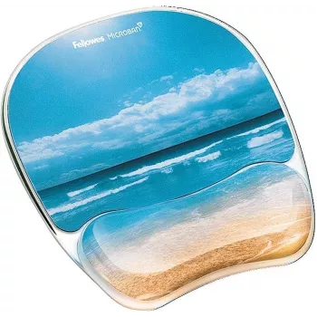 Fellowes Mouse Mat Wrist Support - Photo Gel Mouse Pad with Non Slip Rubber Base & Antibacterial Protection - Ergonomic Mouse Mat for Computer, Laptop, Home Office Use - Sandy Beac