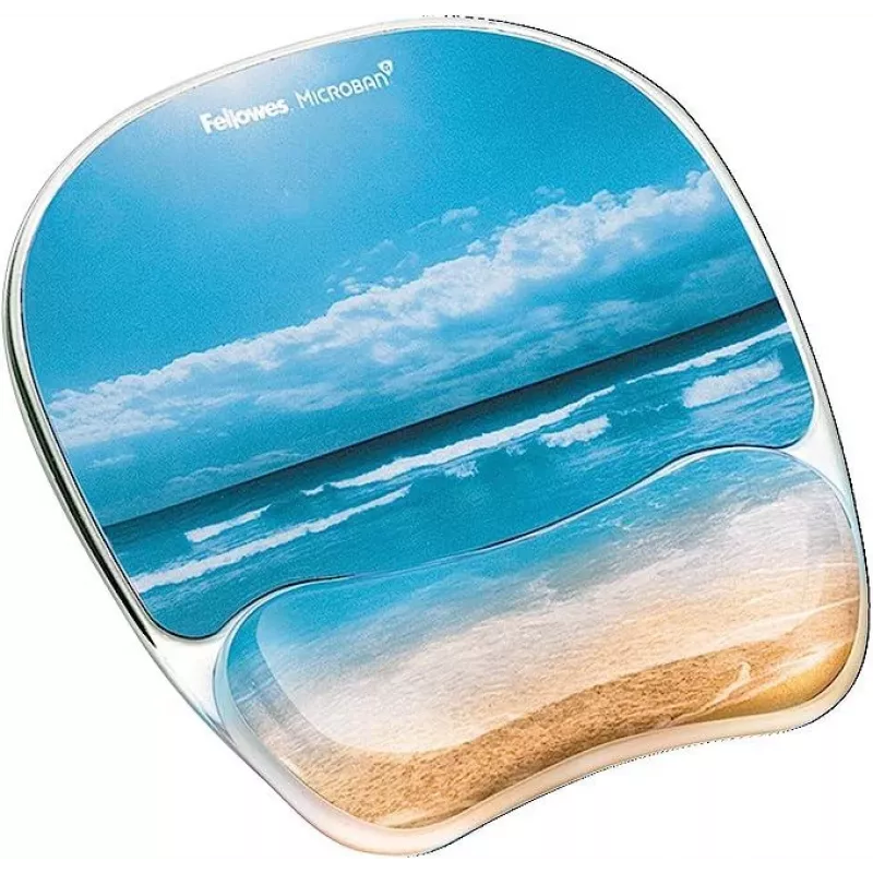 Fellowes Mouse Mat Wrist Support - Photo Gel Mouse Pad with Non Slip Rubber Base & Antibacterial Protection - Ergonomic Mouse Mat for Computer, Laptop, Home Office Use - Sandy Beac