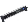 Power strip AS Schwabe 18361 with switch — black/silver, multiple-socket surge protector