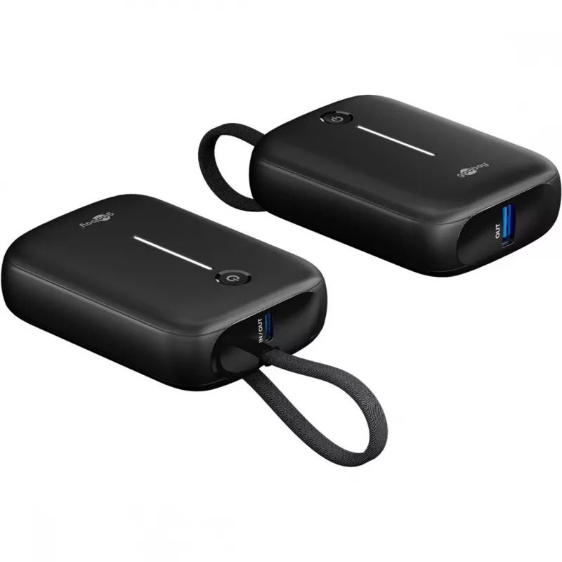 Portable Power Bank Goobay 10,000 mAh with Integrated USB-C Cable - 20W Compact Travel (76251)